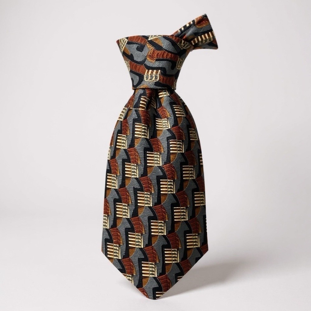 Altea Made in Italy Silk Tie Geometric Pattern Gold Orange Nordstrom Mens